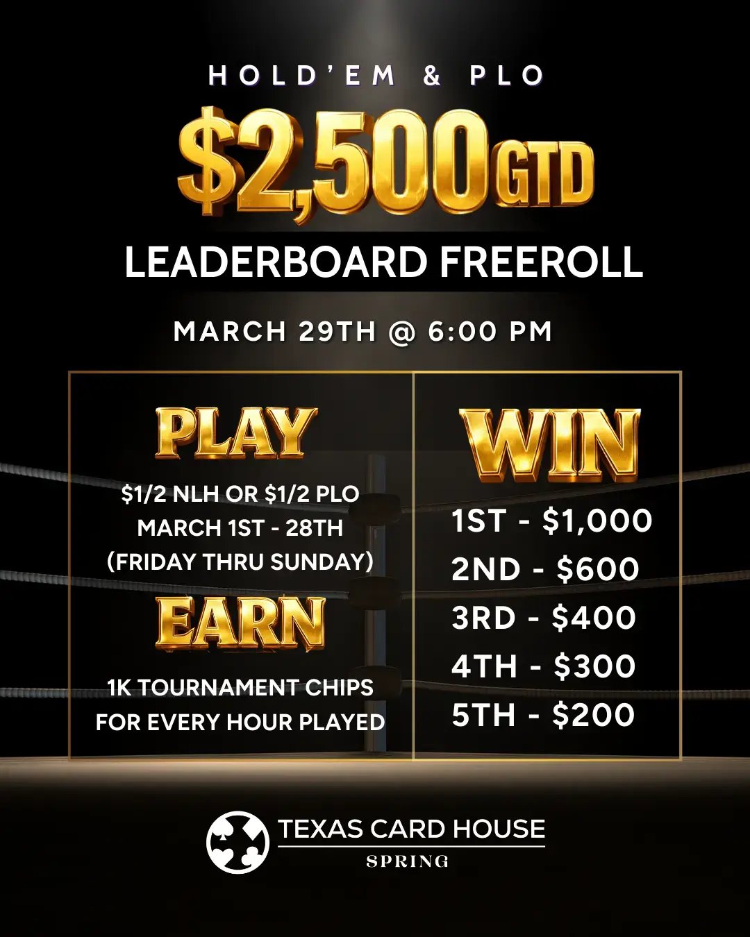 $2,500 Leaderboard Freeroll 