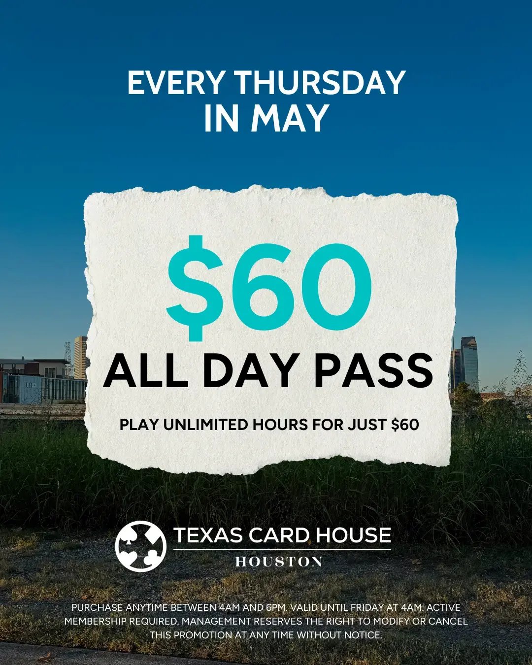 $60 All Day Pass @ Houston