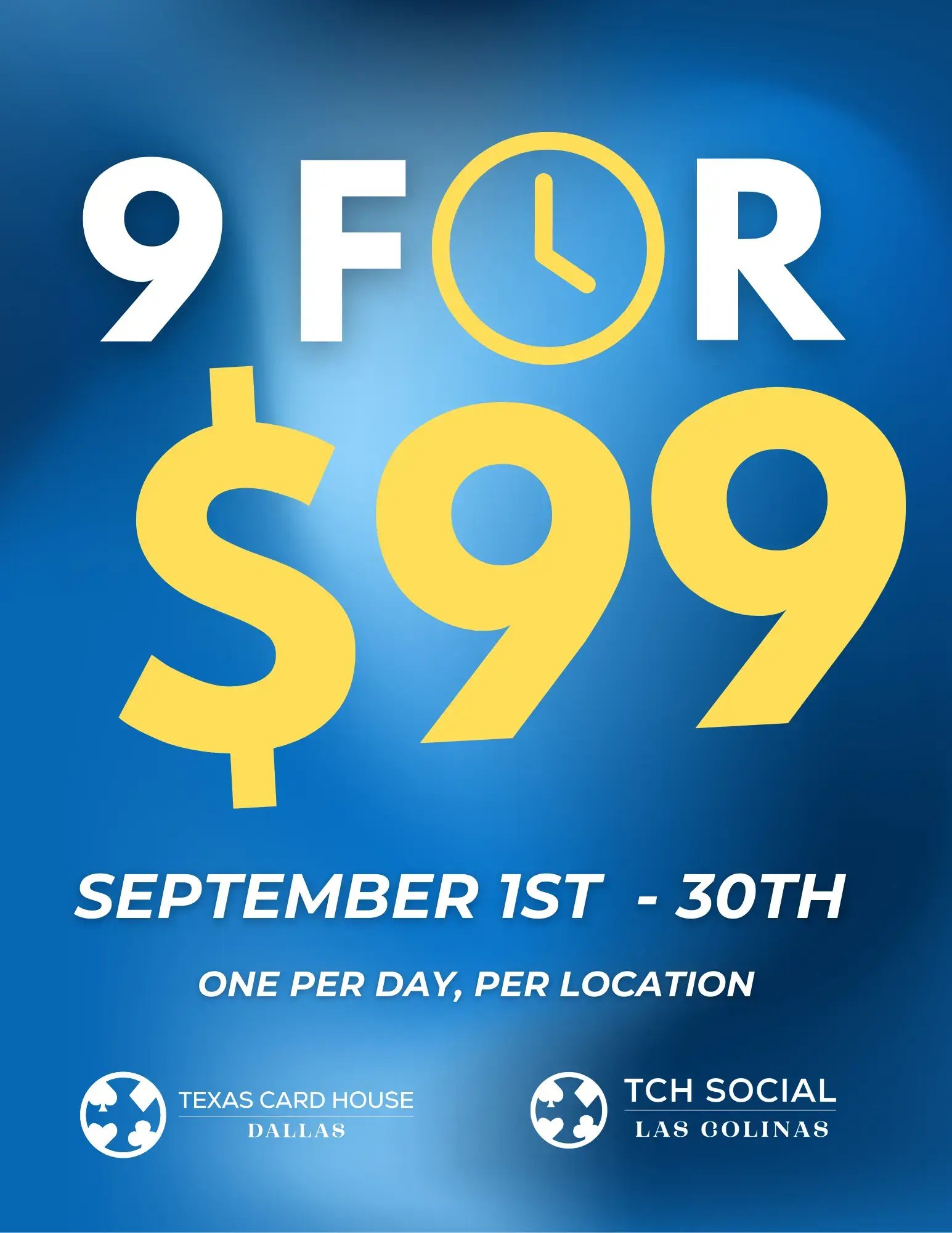 GET 9 HOURS FOR $99! (SEP. 1ST-30TH)