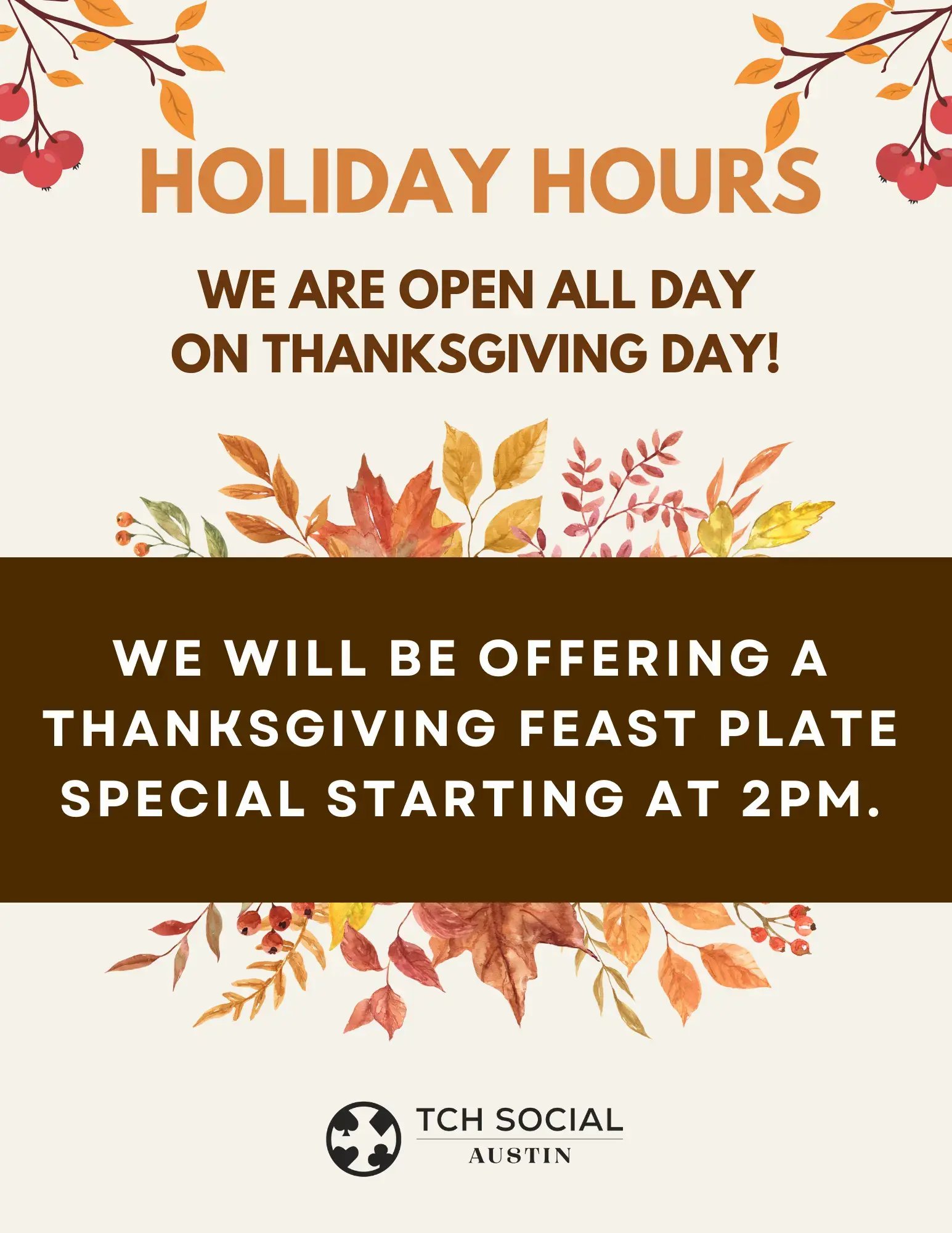 Austin's Holiday Hours