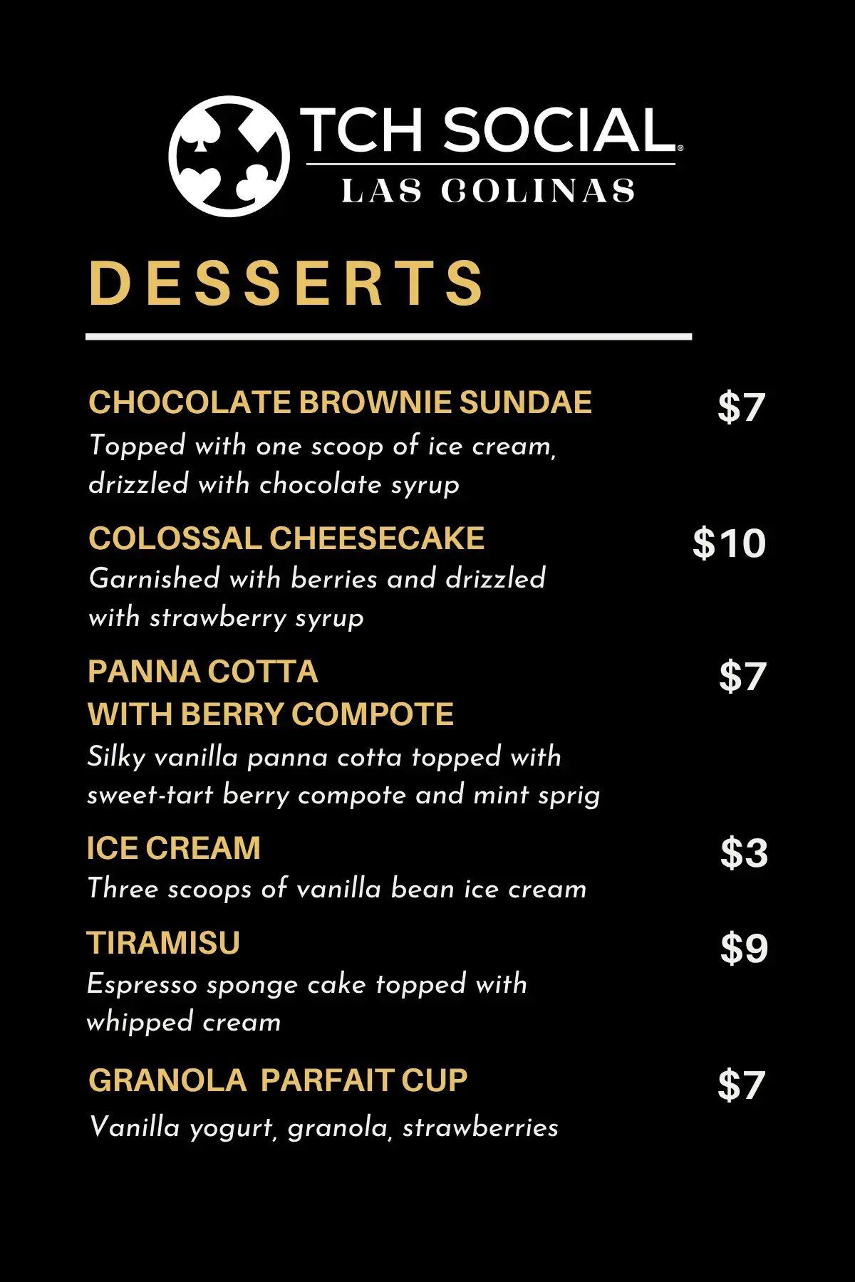 Dessert Menu  Las Colinas  June26
