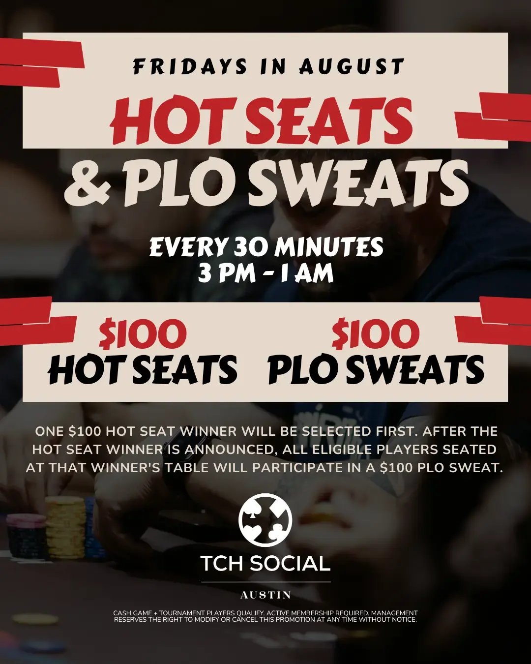Hot seats + PLO Sweats