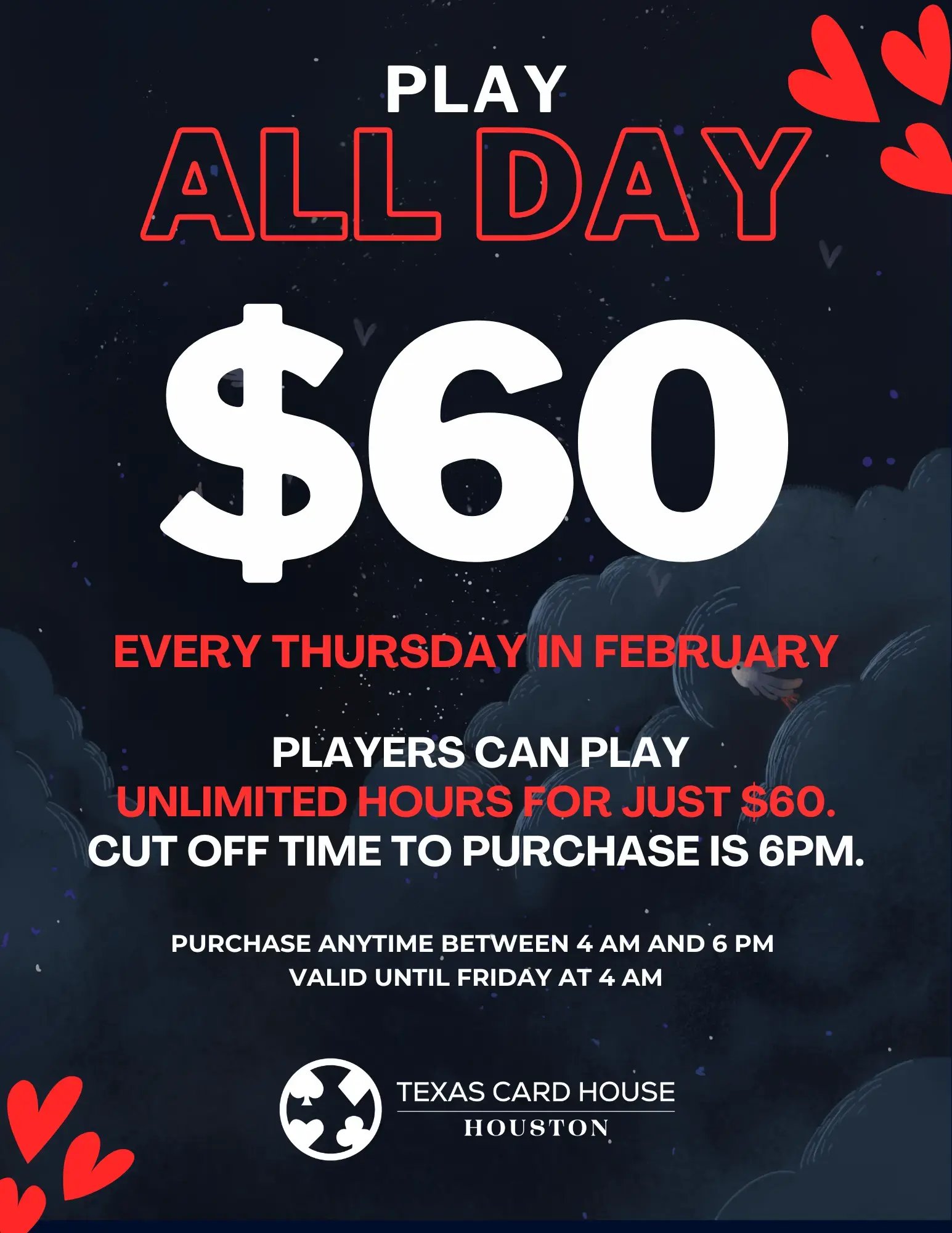 $60 all day pass at TCH Houston