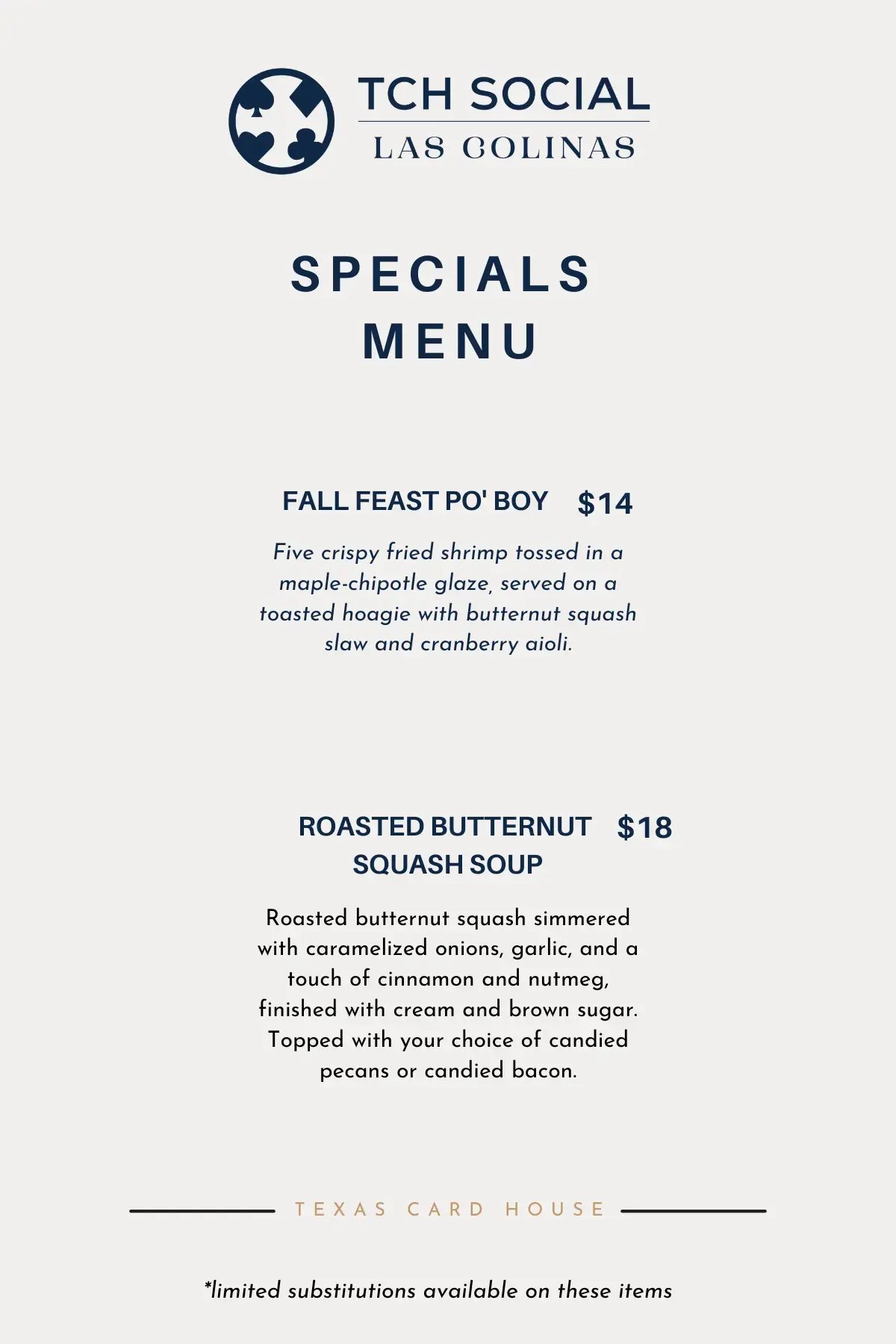 November Specials at TCH Social Las Colinas