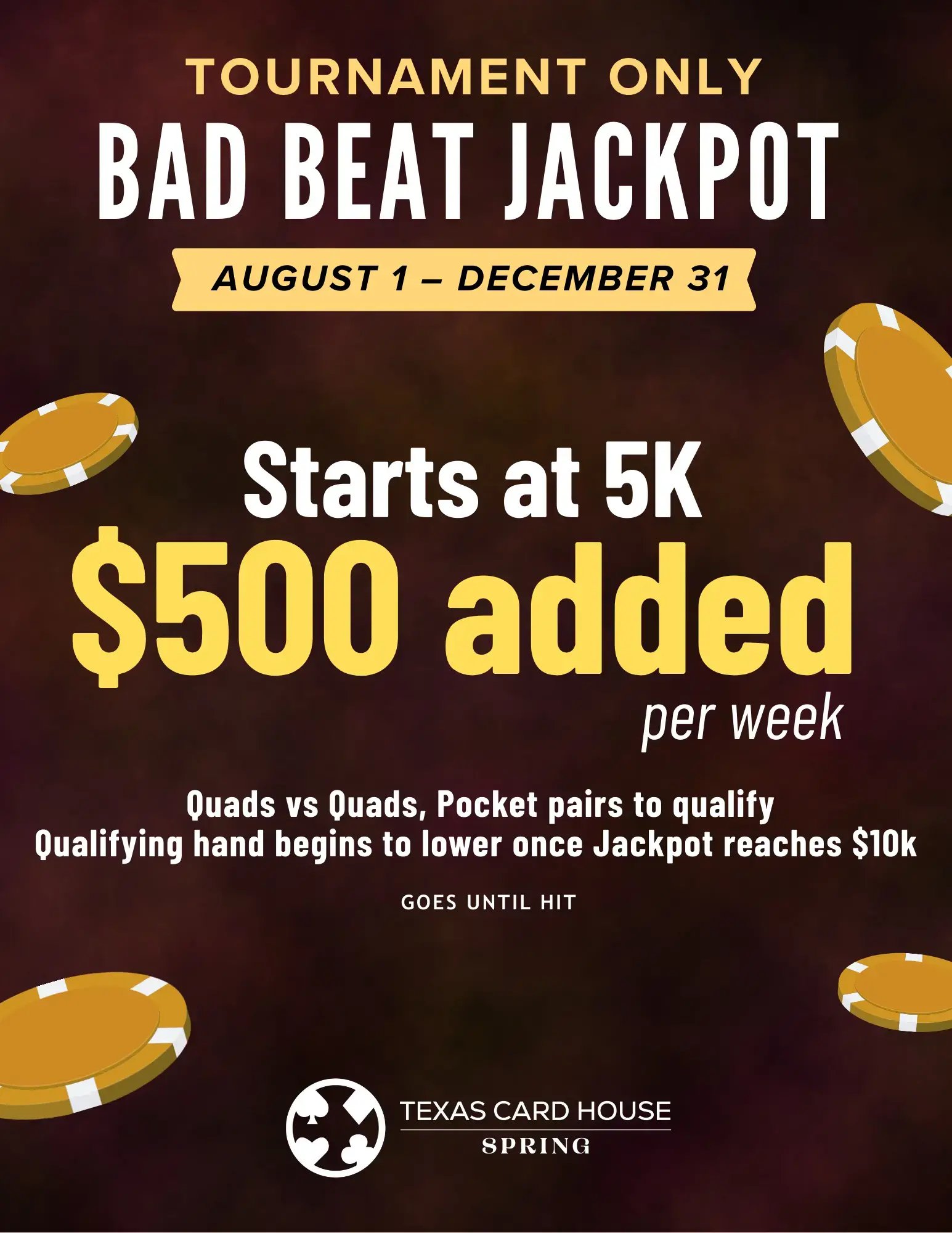 Spring's Tournament Only Bad Beat Jackpot