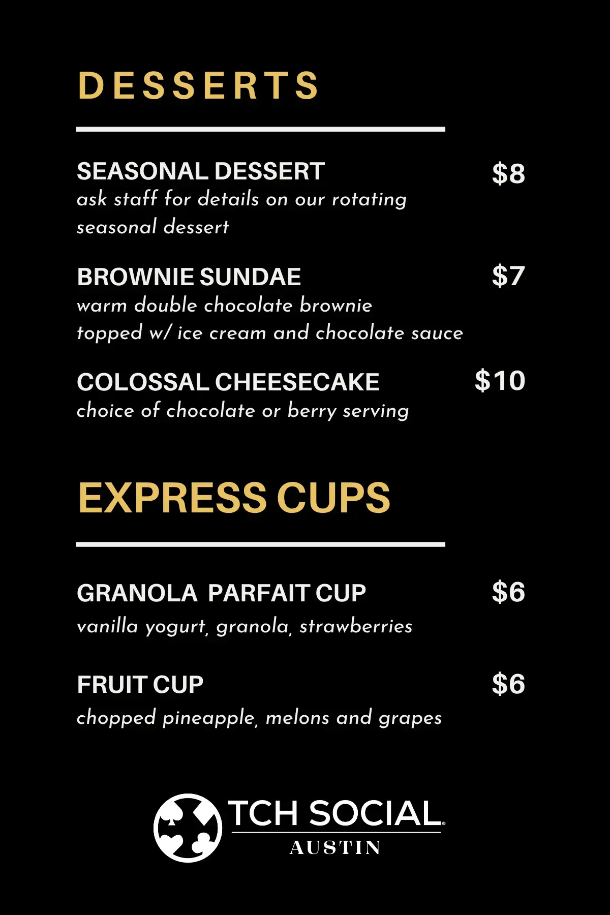 Dessert Menu Dessert Menu