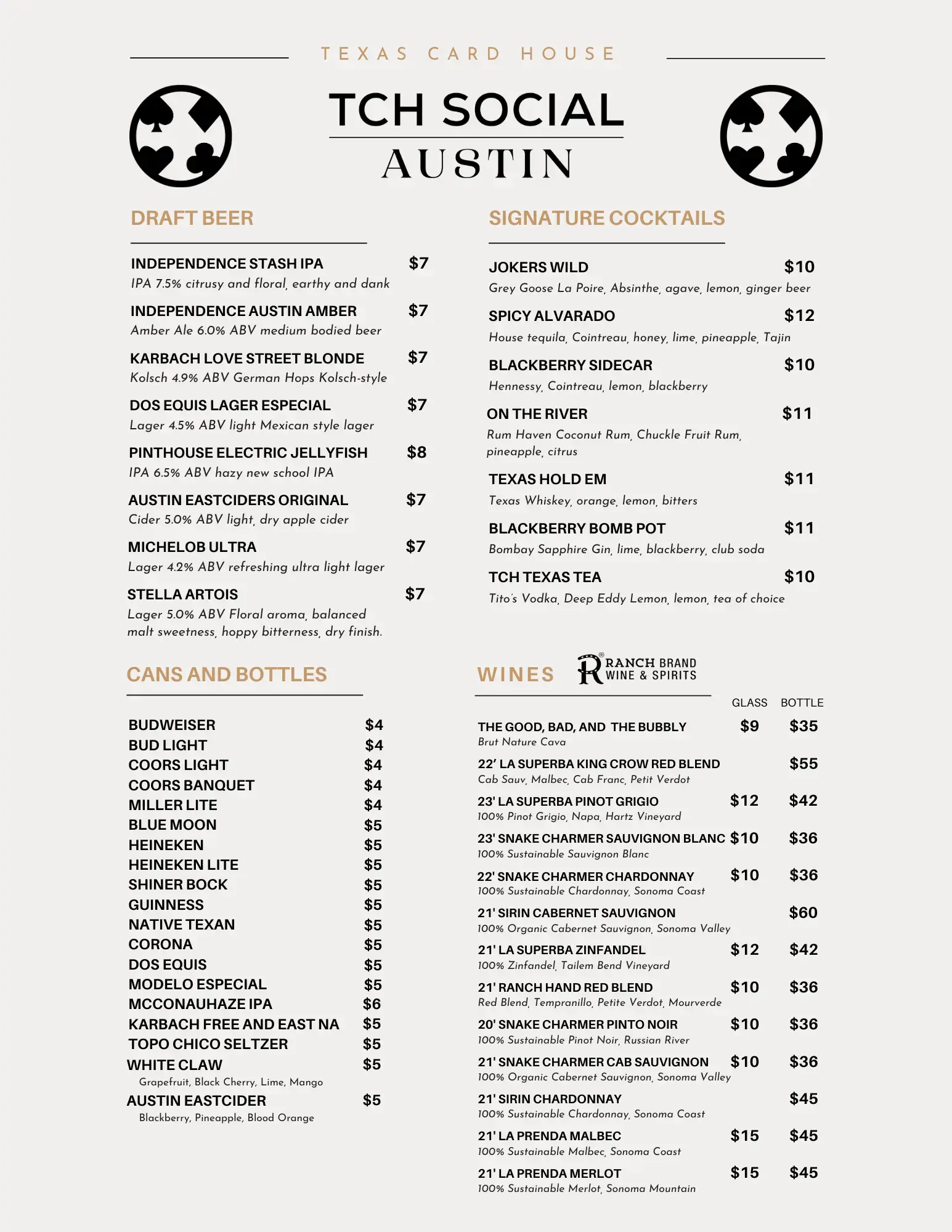 TCH Social Austin Drink Menu May 2025 TCH Social Austin Drink Menu May 2025