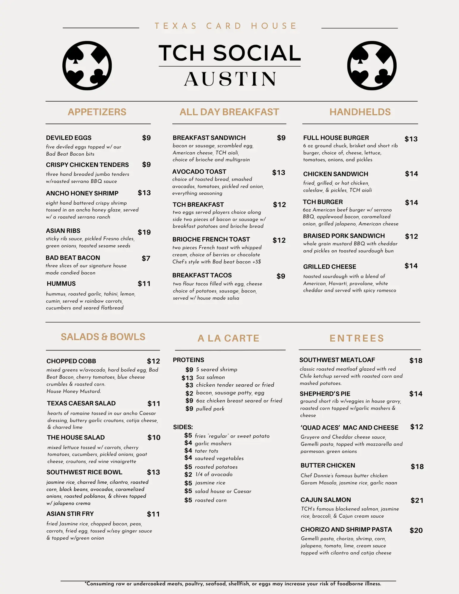 TCH Social Austin Food Menu May 2025 TCH Social Austin Food Menu May 2025