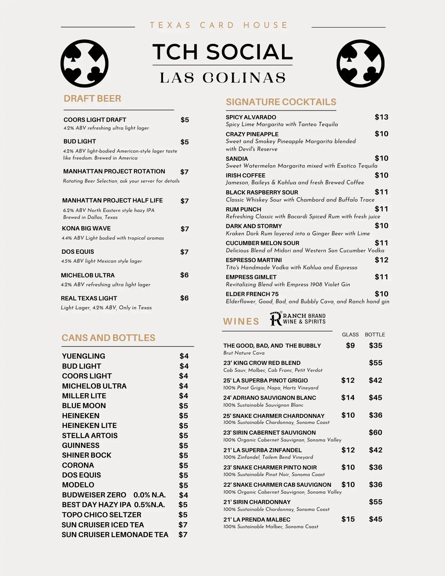 Las Colinas Food Menu