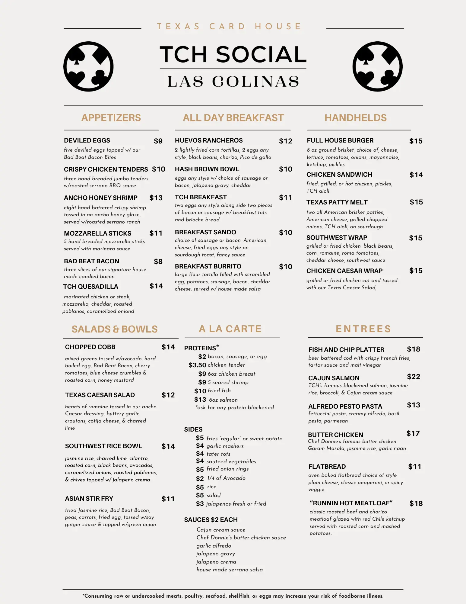 Las Colinas Food Menu