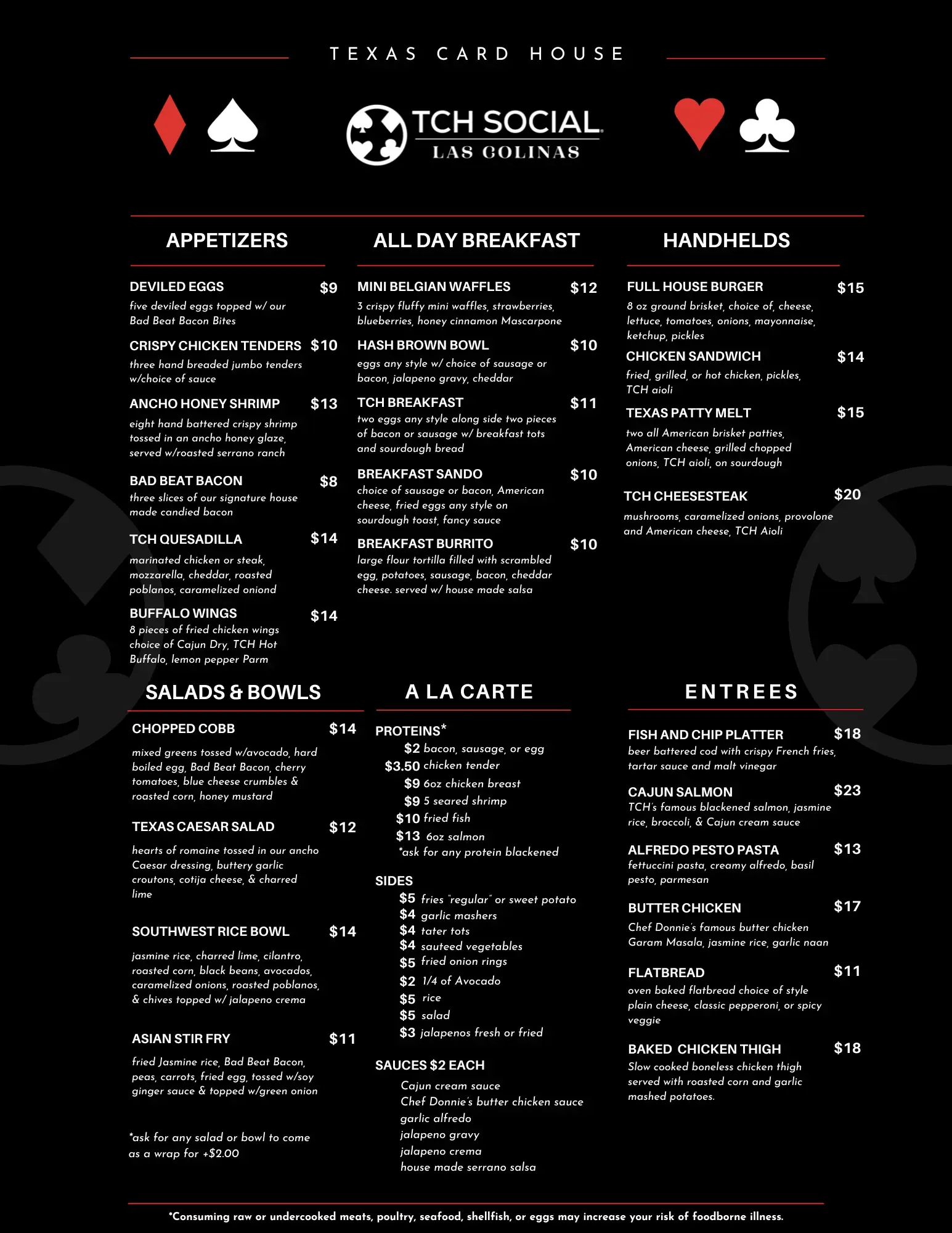 Las Colinas Food Menu