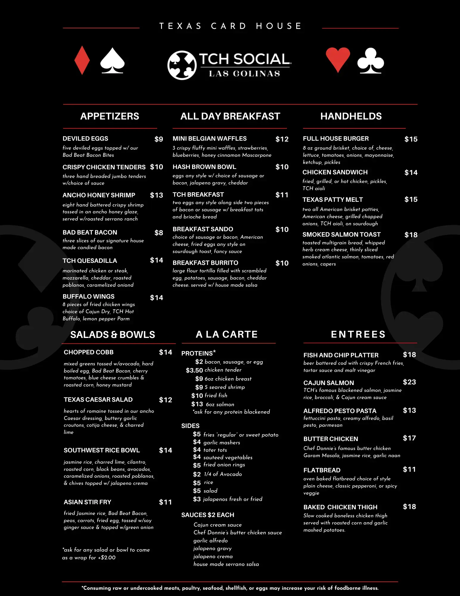 Las Colinas Food Menu Las Colinas Food Menu